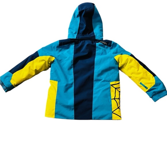 Spyder Vibrant Blue and Neon Green Puffer Jacket Size 4 - Picture 2 of 15